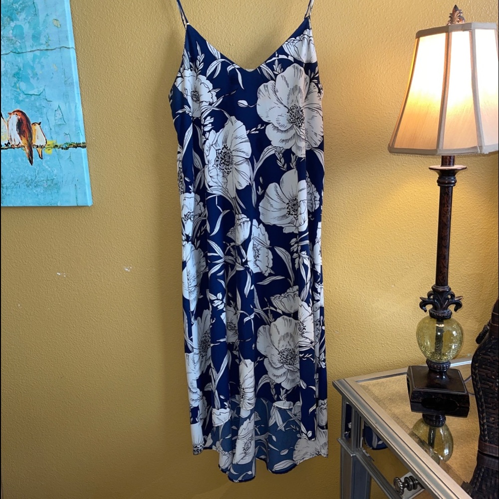 Floral Navy and White Dress